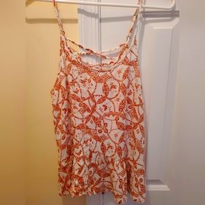 Orange and White Flowy Tank